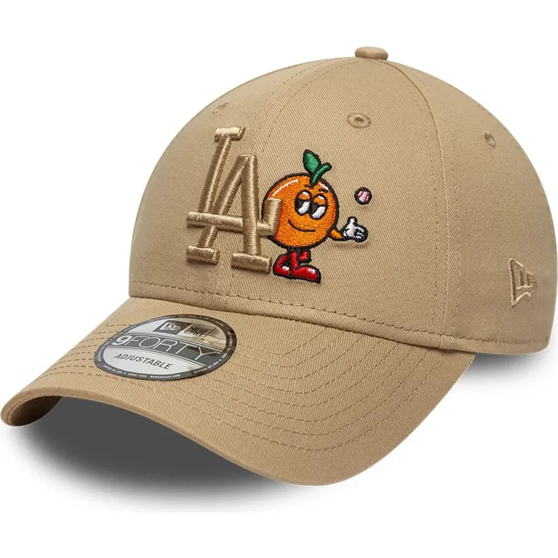 brun-bojd-justerbar-keps-med-brunt-9forty-tonal-icon-logotyp-fran-los-angeles-dodgers-mlb-av-new-era