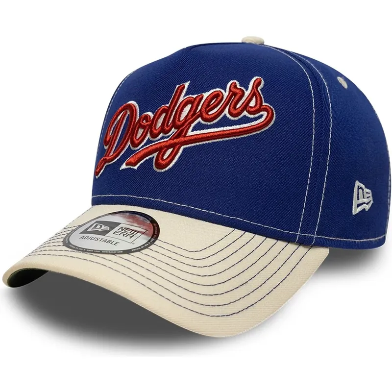 casquette-courbee-bleue-et-beige-snapback-e-frame-city-icon-los-angeles-dodgers-mlb-new-era