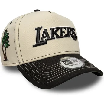 New Era Curved Brim E Frame City Icon Los Angeles Lakers NBA Beige and Black Snapback Cap