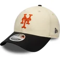casquette-courbee-beige-et-noire-snapback-9forty-m-crown-side-script-new-york-mets-mlb-new-era