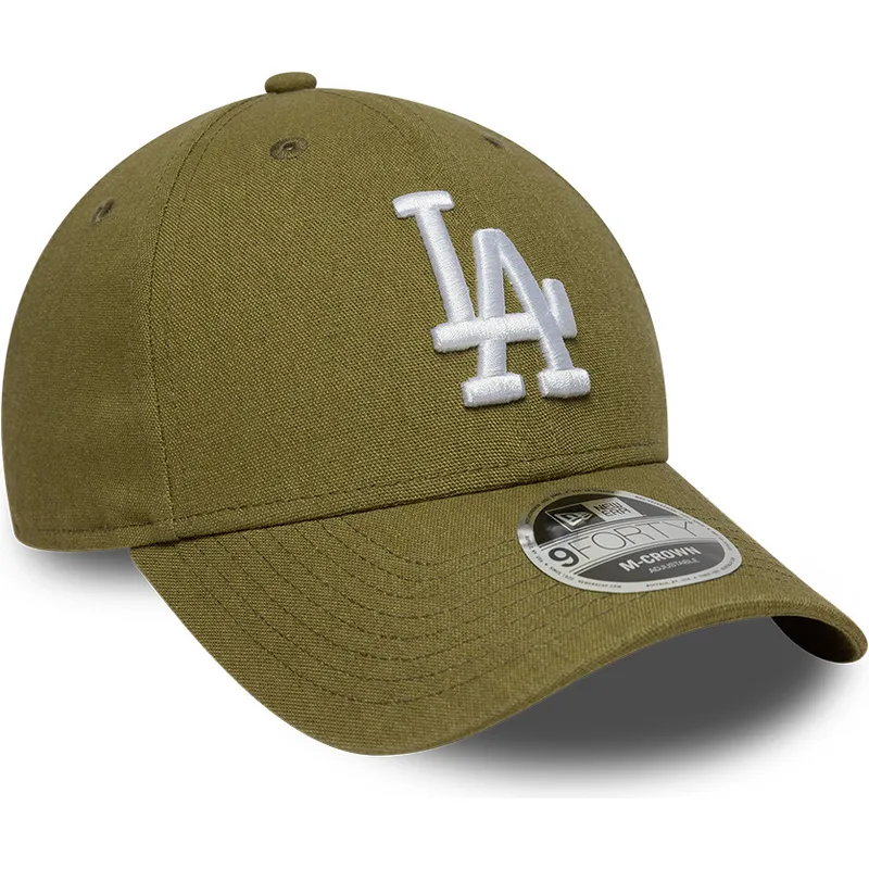 gron-kurvad-keps-snapback-9forty-m-crown-linen-los-angeles-dodgers-mlb-fran-new-era