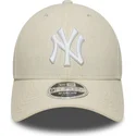 casquette-courbee-beige-snapback-9forty-m-crown-linen-new-york-yankees-mlb-new-era