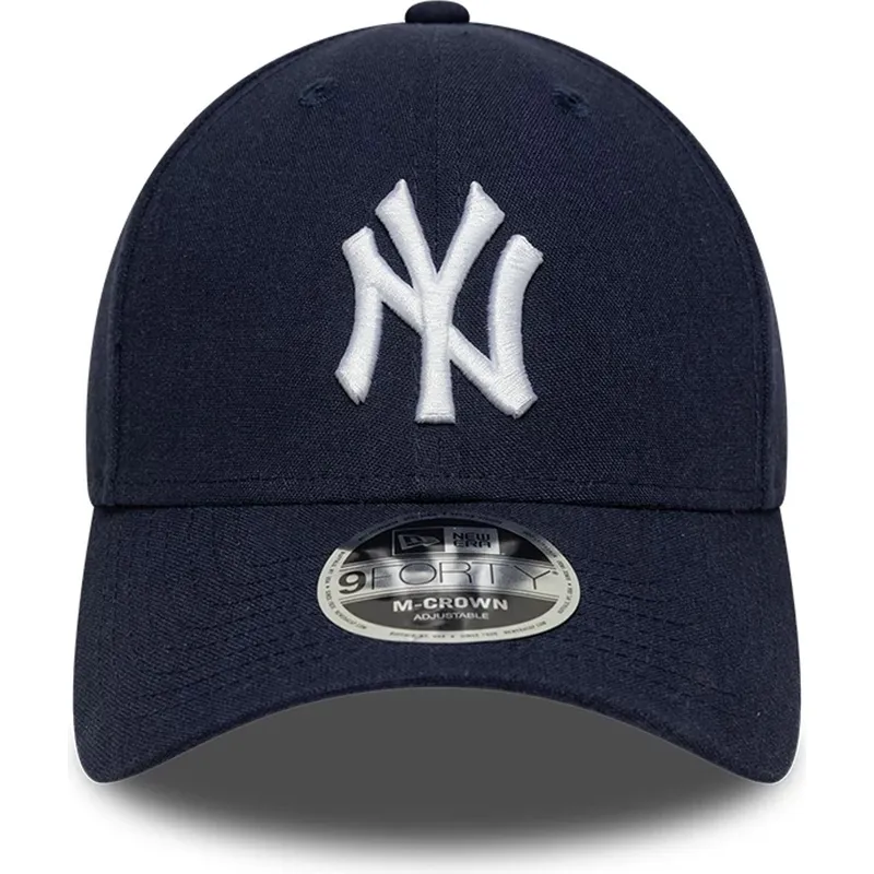 marinbla-kurvad-keps-snapback-9forty-m-crown-linen-fran-new-york-yankees-mlb-av-new-era