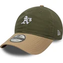 casquette-courbee-verte-et-marron-ajustable-9twenty-mini-washed-contrast-oakland-athletics-mlb-new-era