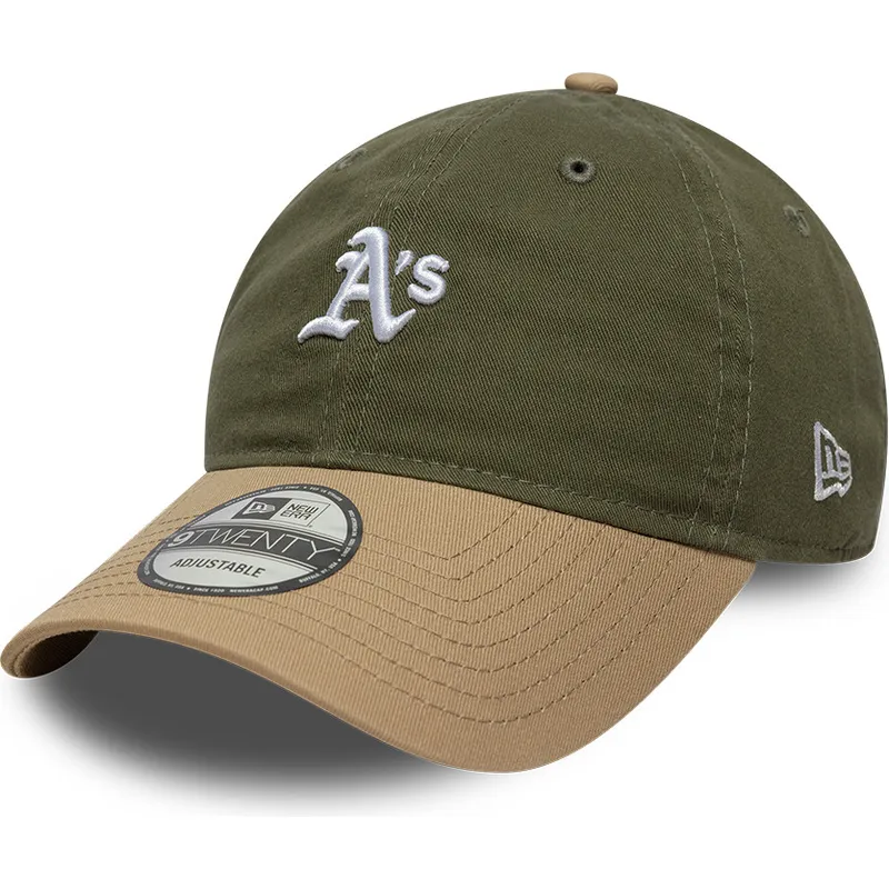 new-era-curved-brim-9twenty-mini-washed-contrast-oakland-athletics-mlb-green-and-brown-adjustable-cap