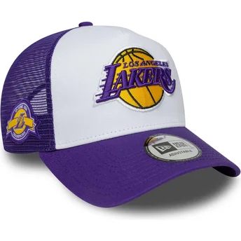 Casquette trucker violette et blanche A Frame Side Patch Los Angeles Lakers NBA New Era
