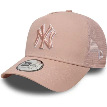 Casquette trucker rose avec logo rose A Frame Outline New York Yankees MLB New Era