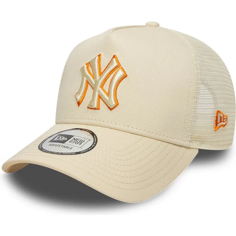 new-era-a-frame-outline-new-york-yankees-mlb-beige-trucker-hat-with-beige-logo