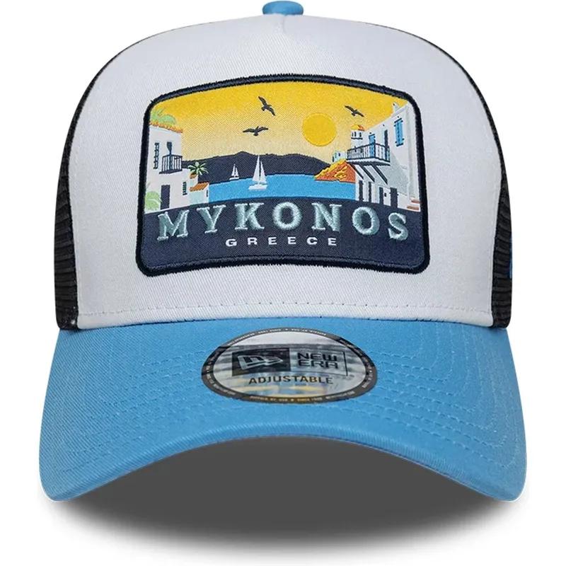 new-era-a-frame-location-patch-mykonos-blue-trucker-hat