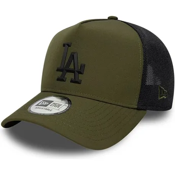 New Era Black Logo A Frame Sport Los Angeles Dodgers MLB Green Trucker Hat
