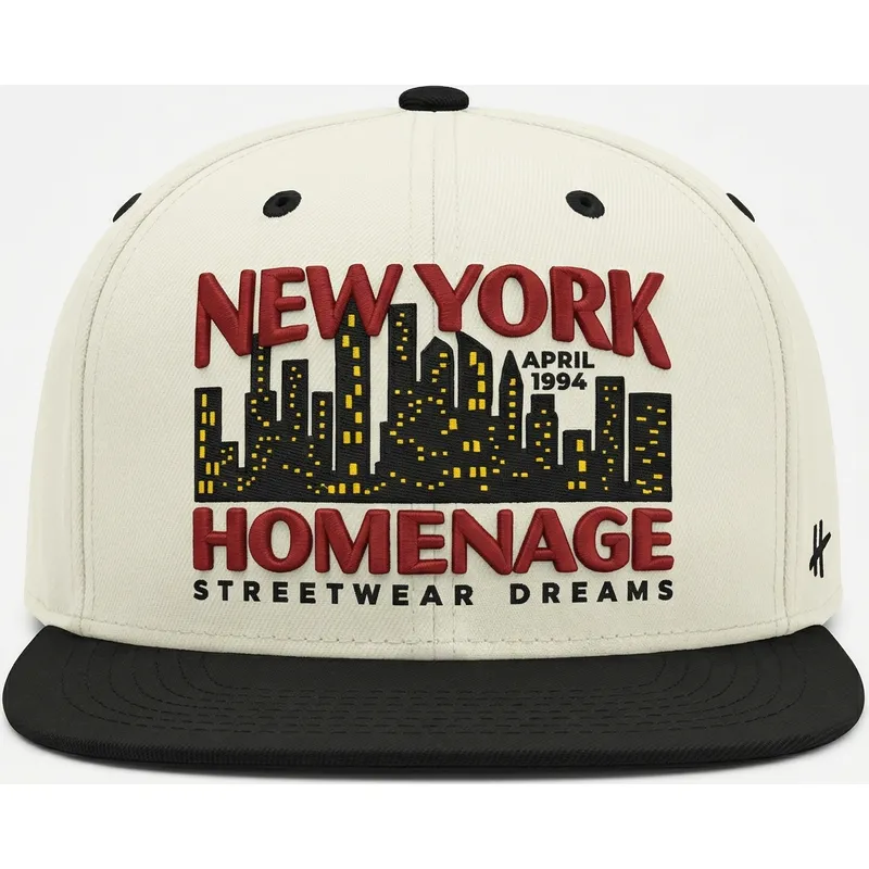 casquette-plate-beige-et-noire-snapback-nysky-skylines-the-snap-homenage