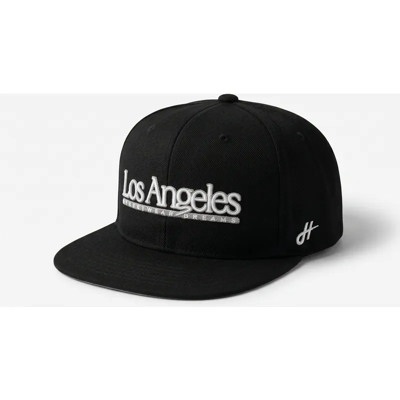 casquette-plate-noire-snapback-los-angeles-skylines-the-snap-homenage