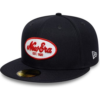 Casquette plate bleue marine ajustée 59FIFTY Oval Patch New Era