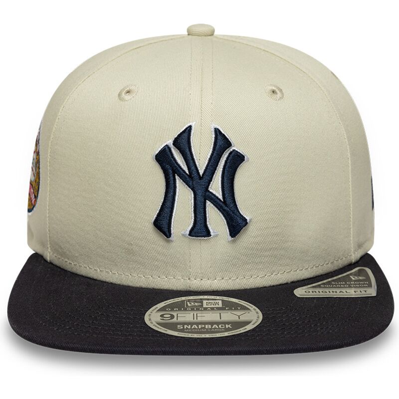 casquette-plate-beige-snapback-avec-logo-bleu-marine-9fifty-original-fit-world-series-new-york-yankees-mlb-new-era