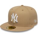 new-era-flat-brim-59fifty-league-essential-new-york-yankees-mlb-light-brown-fitted-cap