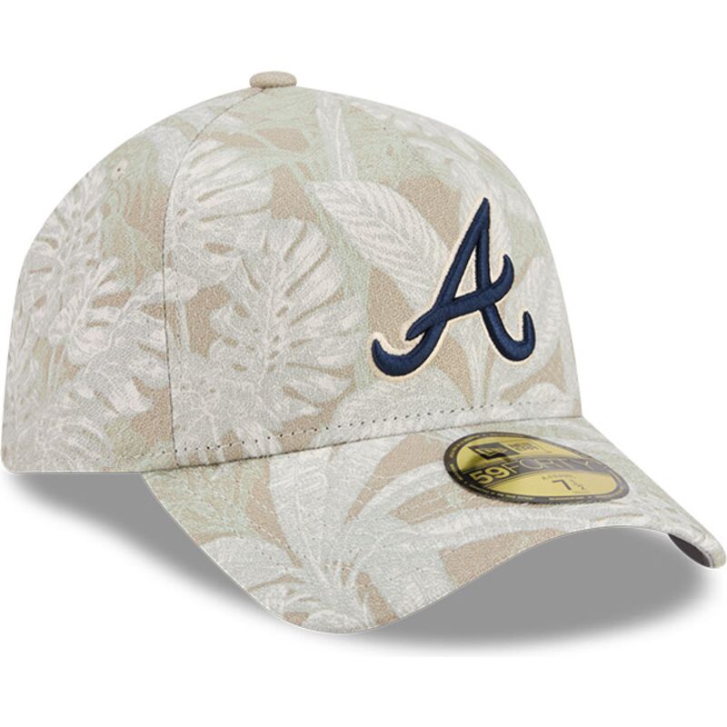 casquette-courbee-beige-ajustee-59forty-a-frame-leafy-palm-atlanta-braves-mlb-new-era casquette-courbee-beige-ajustee-59forty-a-frame-leafy-palm-atlanta-braves-mlb-new-era
