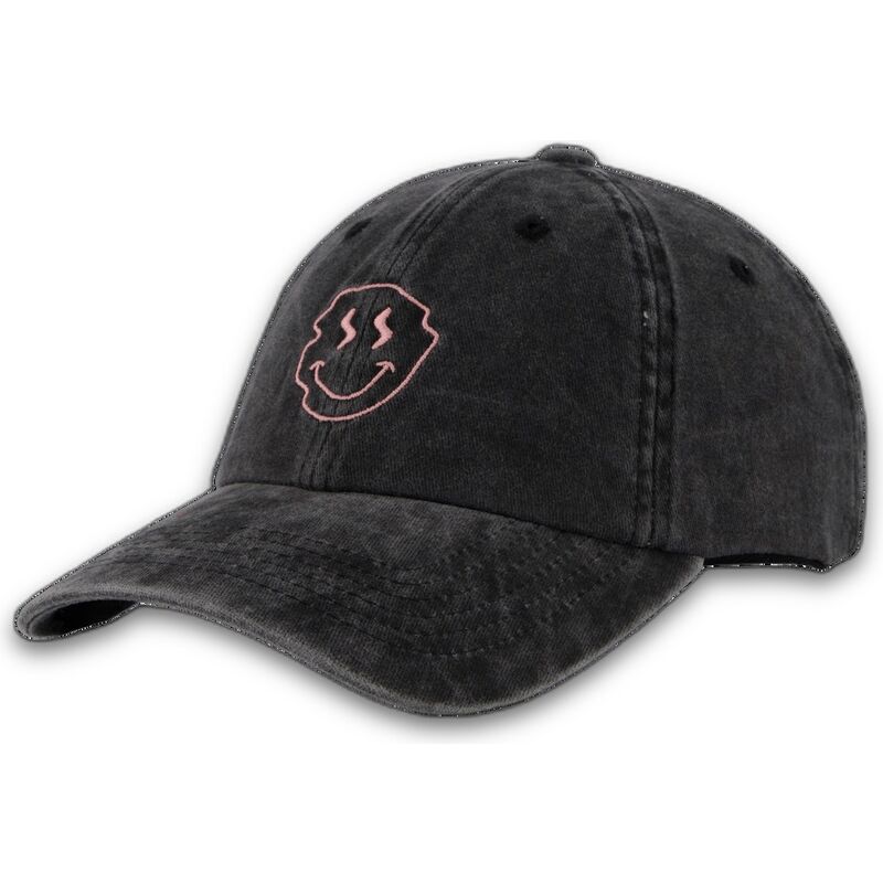 pica-pica-curved-brim-smiley-washed-black-adjustable-cap pica-pica-curved-brim-smiley-washed-black-adjustable-cap