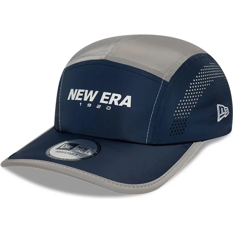 casquette-5-panel-courbee-bleue-marine-ajustable-runner-colour-block-new-era casquette-5-panel-courbee-bleue-marine-ajustable-runner-colour-block-new-era