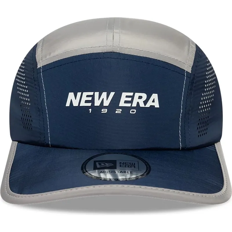 casquette-5-panel-courbee-bleue-marine-ajustable-runner-colour-block-new-era casquette-5-panel-courbee-bleue-marine-ajustable-runner-colour-block-new-era