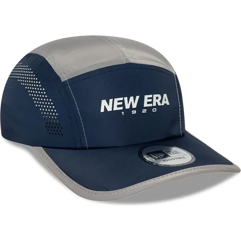 casquette-5-panel-courbee-bleue-marine-ajustable-runner-colour-block-new-era casquette-5-panel-courbee-bleue-marine-ajustable-runner-colour-block-new-era