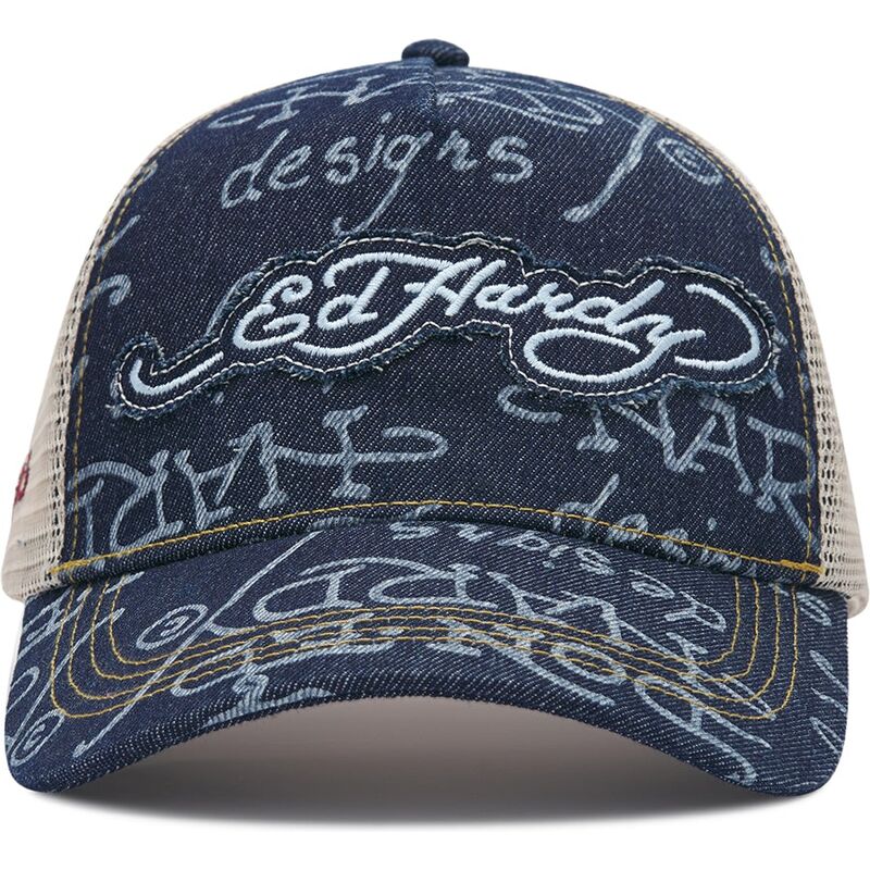 casquette-trucker-bleue-marine-et-beige-don-denim-ed-hardy