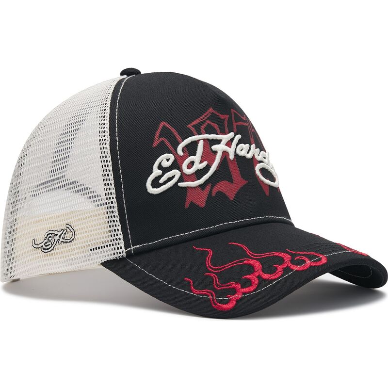 casquette-trucker-noire-beige-et-rouge-1971-ed-hardy casquette-trucker-noire-beige-et-rouge-1971-ed-hardy