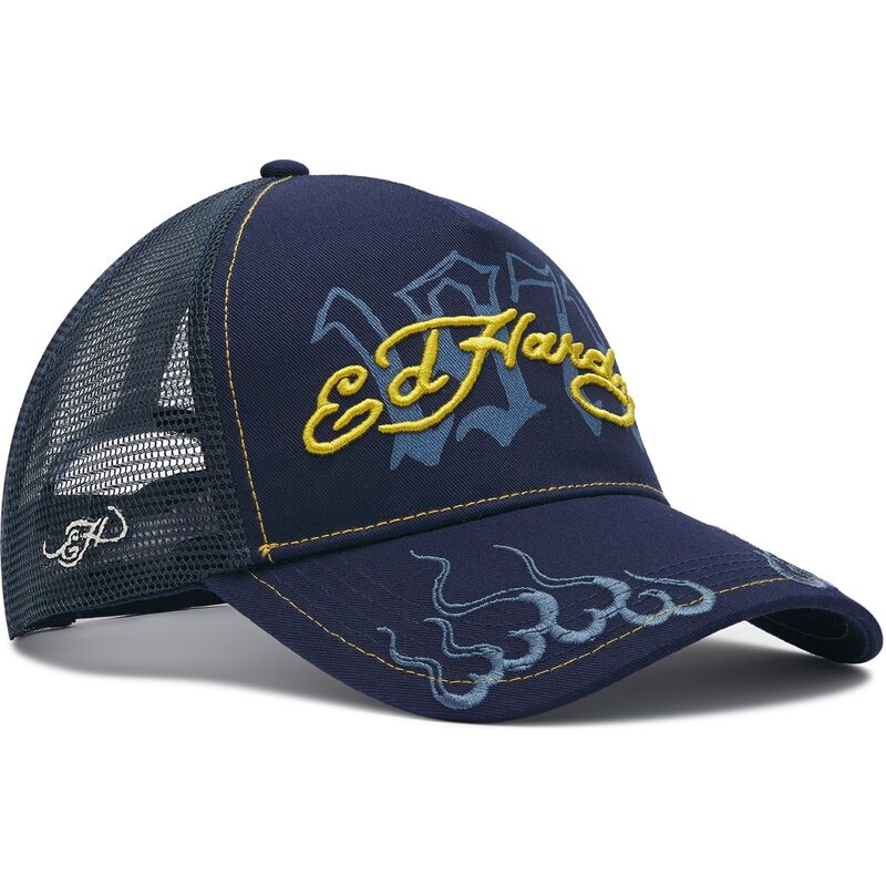 casquette-trucker-bleue-marine-et-jaune-1971-ed-hardy casquette-trucker-bleue-marine-et-jaune-1971-ed-hardy