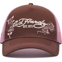 casquette-trucker-marron-et-rose-skull-and-roses-ed-hardy