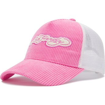 Casquette trucker rose et blanche Embroidery Applique Cord Ed Hardy
