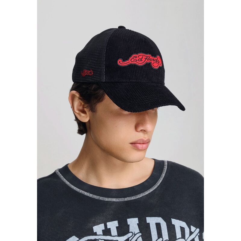 casquette-trucker-noire-embroidery-applique-cord-ed-hardy