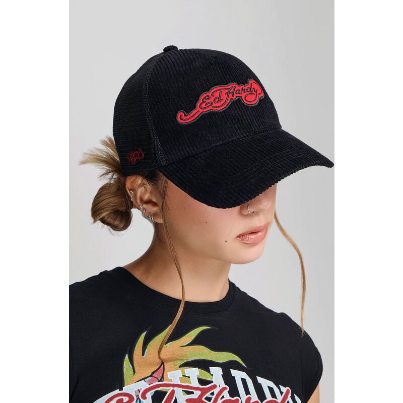 casquette-trucker-noire-embroidery-applique-cord-ed-hardy