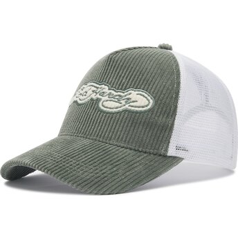 Casquette trucker verte et blanche Embroidery Applique Cord Ed Hardy
