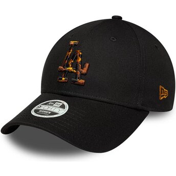 New Era Curved Brim Women 9FORTY Tort Infill Los Angeles Dodgers MLB Black Adjustable Cap