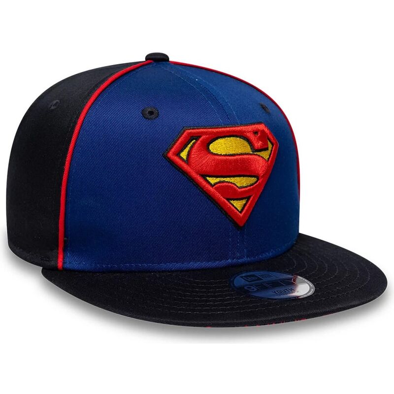 casquette-plate-bleue-snapback-pour-enfant-9fifty-piping-superman-dc-comics-new-era casquette-plate-bleue-snapback-pour-enfant-9fifty-piping-superman-dc-comics-new-era