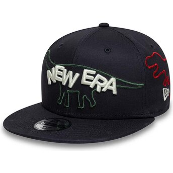 Casquette plate bleue marine snapback pour enfant 9FIFTY Dino New Era