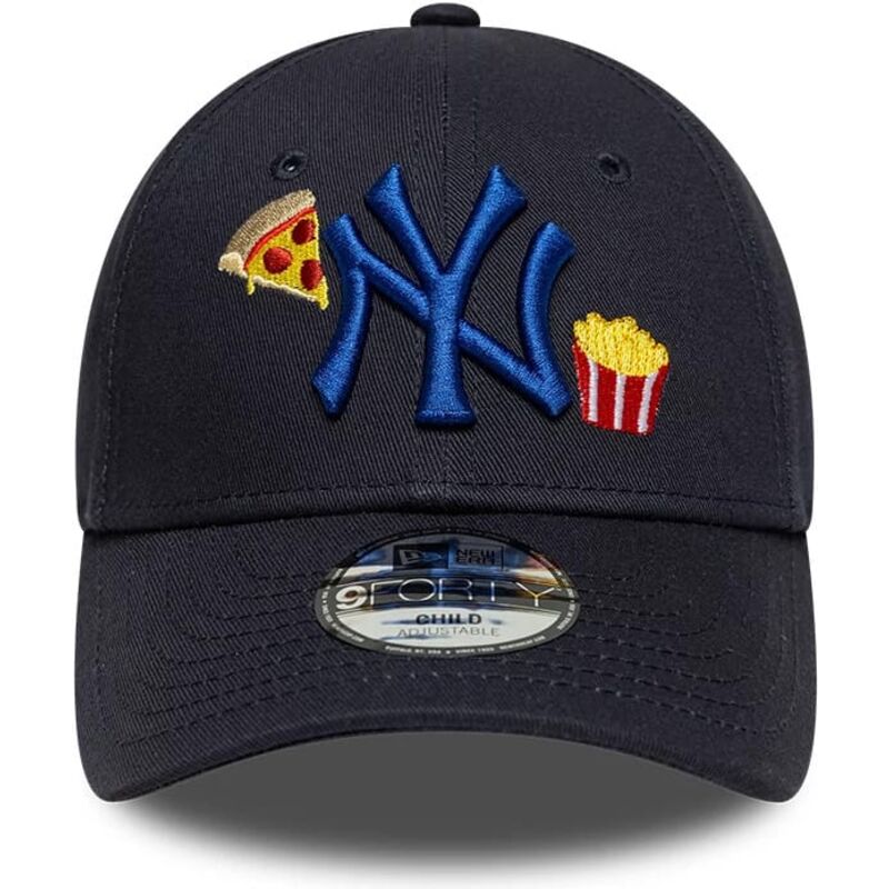 new-era-curved-brim-youth-navy-blue-logo-9forty-food-icon-new-york-yankees-mlb-navy-blue-adjustable-cap