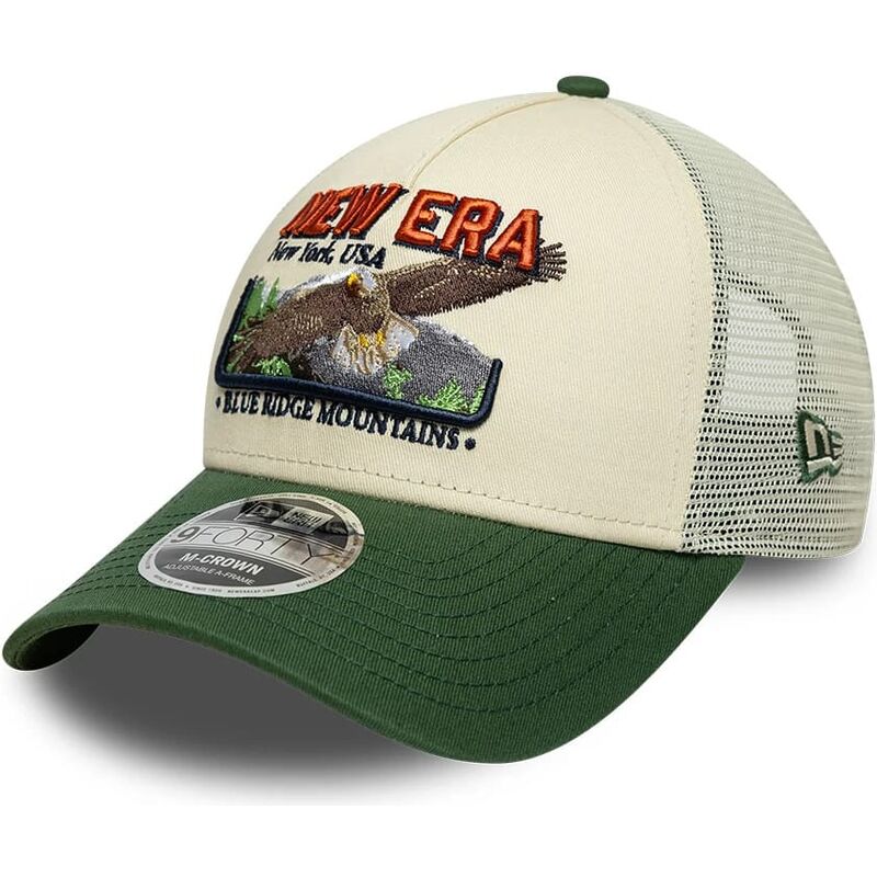 new-era-9forty-m-crown-a-frame-graphic-green-and-beige-trucker-hat