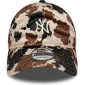 new-era-curved-brim-9twenty-animal-print-new-york-yankees-mlb-brown-adjustable-cap