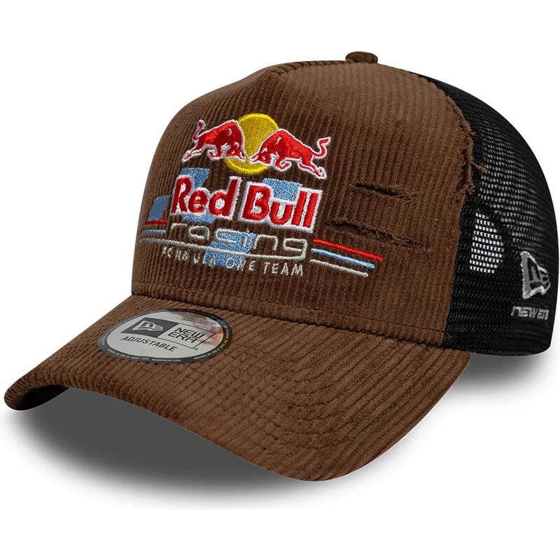 casquette-trucker-marron-et-noire-a-frame-distressed-cord-red-bull-racing-formula-1-new-era