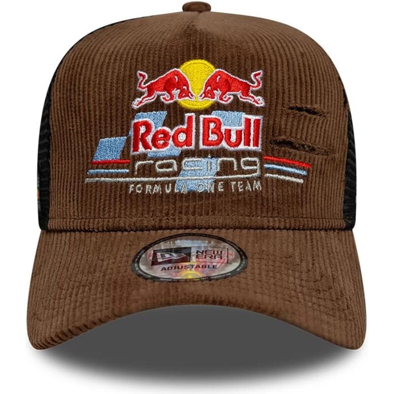casquette-trucker-marron-et-noire-a-frame-distressed-cord-red-bull-racing-formula-1-new-era