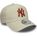 casquette-courbee-beige-snapback-avec-logo-marron-e-frame-league-essential-new-york-yankees-mlb-new-era