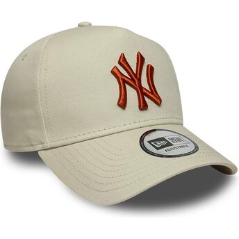 New Era Curved Brim Brown Logo E Frame League Essential New York Yankees MLB Beige Snapback Cap