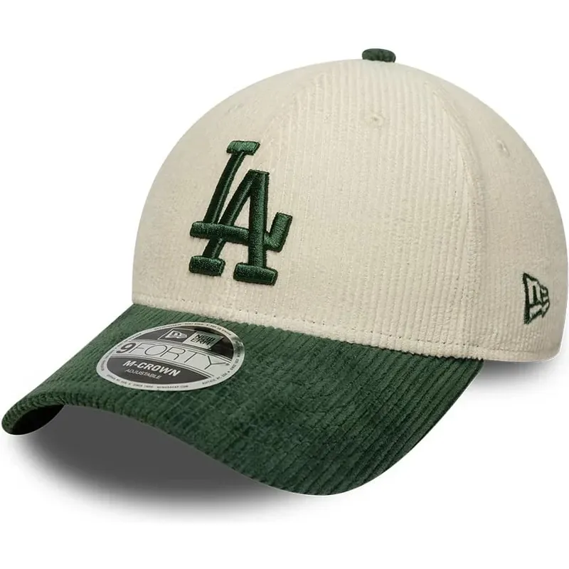 new-era-curved-brim-green-logo-9forty-m-crown-cord-los-angeles-dodgers-mlb-beige-and-green-snapback-cap new-era-curved-brim-green-logo-9forty-m-crown-cord-los-angeles-dodgers-mlb-beige-and-green-snapback-cap