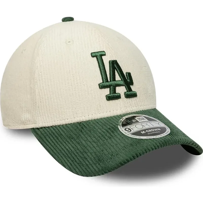 new-era-curved-brim-green-logo-9forty-m-crown-cord-los-angeles-dodgers-mlb-beige-and-green-snapback-cap new-era-curved-brim-green-logo-9forty-m-crown-cord-los-angeles-dodgers-mlb-beige-and-green-snapback-cap