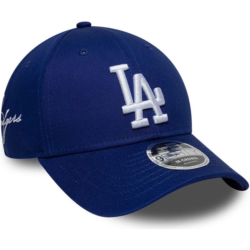 new-era-curved-brim-9forty-m-crown-side-script-los-angeles-dodgers-mlb-blue-snapback-cap