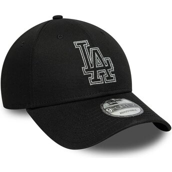 Casquette courbée noire ajustable 9FORTY Metallic Outline Los Angeles Dodgers MLB New Era