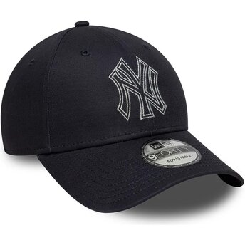 Casquette courbée bleue marine ajustable 9FORTY Metallic Outline New York Yankees MLB New Era