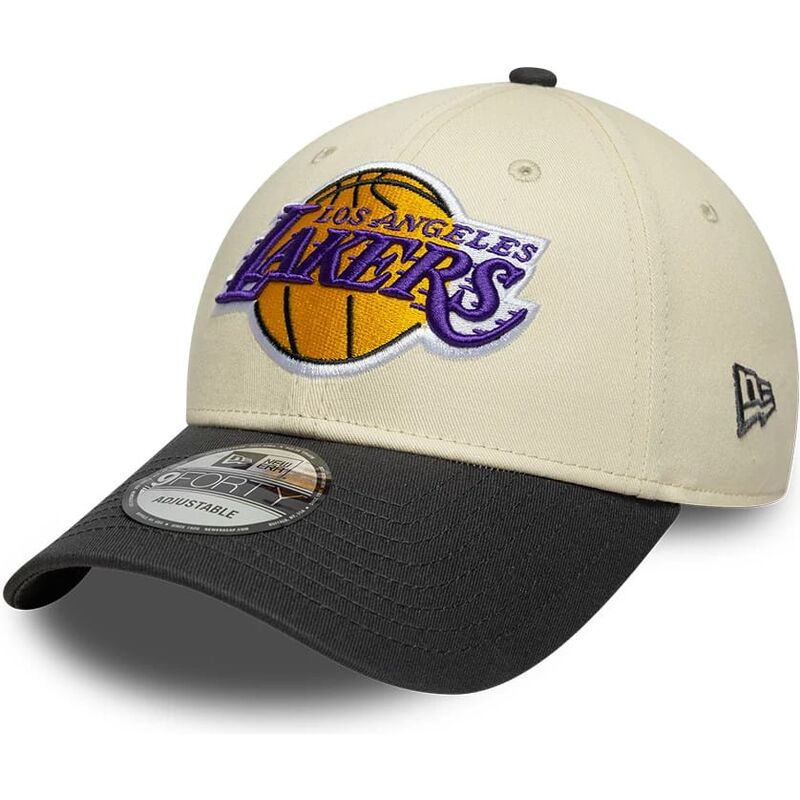 casquette-courbee-beige-et-noire-ajustable-9forty-colour-block-los-angeles-lakers-nba-new-era casquette-courbee-beige-et-noire-ajustable-9forty-colour-block-los-angeles-lakers-nba-new-era