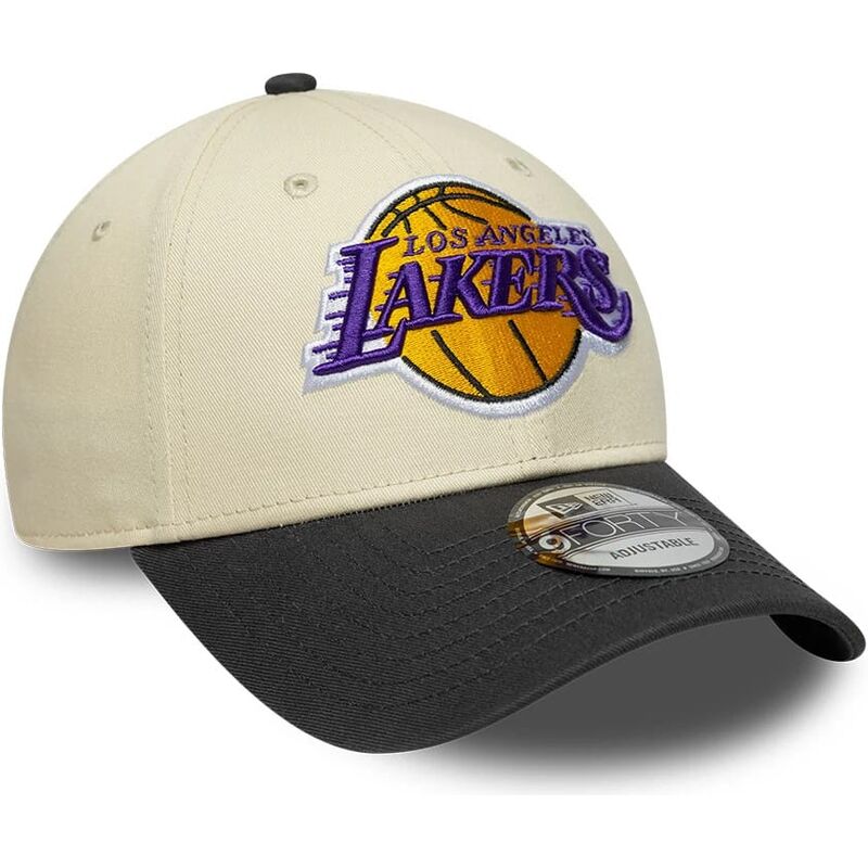 casquette-courbee-beige-et-noire-ajustable-9forty-colour-block-los-angeles-lakers-nba-new-era casquette-courbee-beige-et-noire-ajustable-9forty-colour-block-los-angeles-lakers-nba-new-era