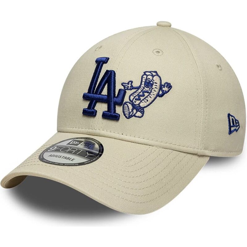casquette-courbee-beige-et-bleue-ajustable-9forty-food-icon-los-angeles-dodgers-mlb-new-era